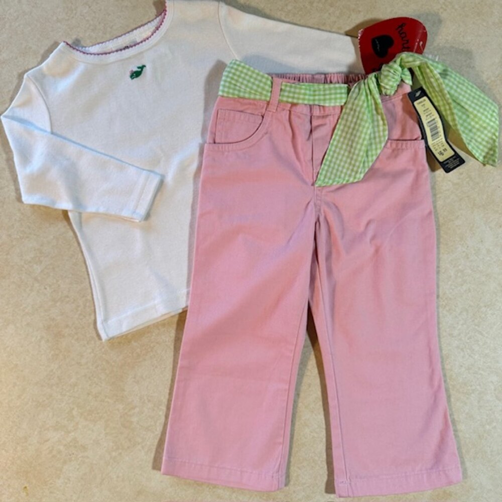 NWT Hartstrings & Cherokee 2 pc Outfit Whale Shirt Pants 2T